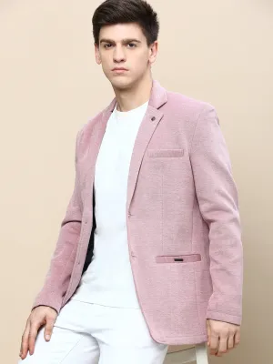 Men Mauve Slim-Fit Single Breasted Blazer
