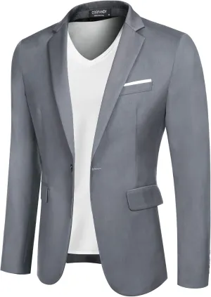 Mens Blazer Sport Coats Casual Slim Fit Suit Jacket Business One Button Blazers