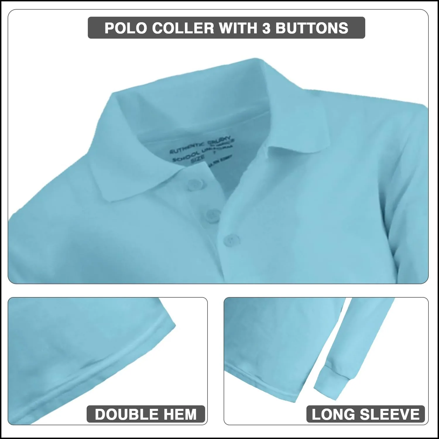 Men's Classic Pique Polo Shirt, Uniform Long Sleeve Polo Shirts, 3-Pack
