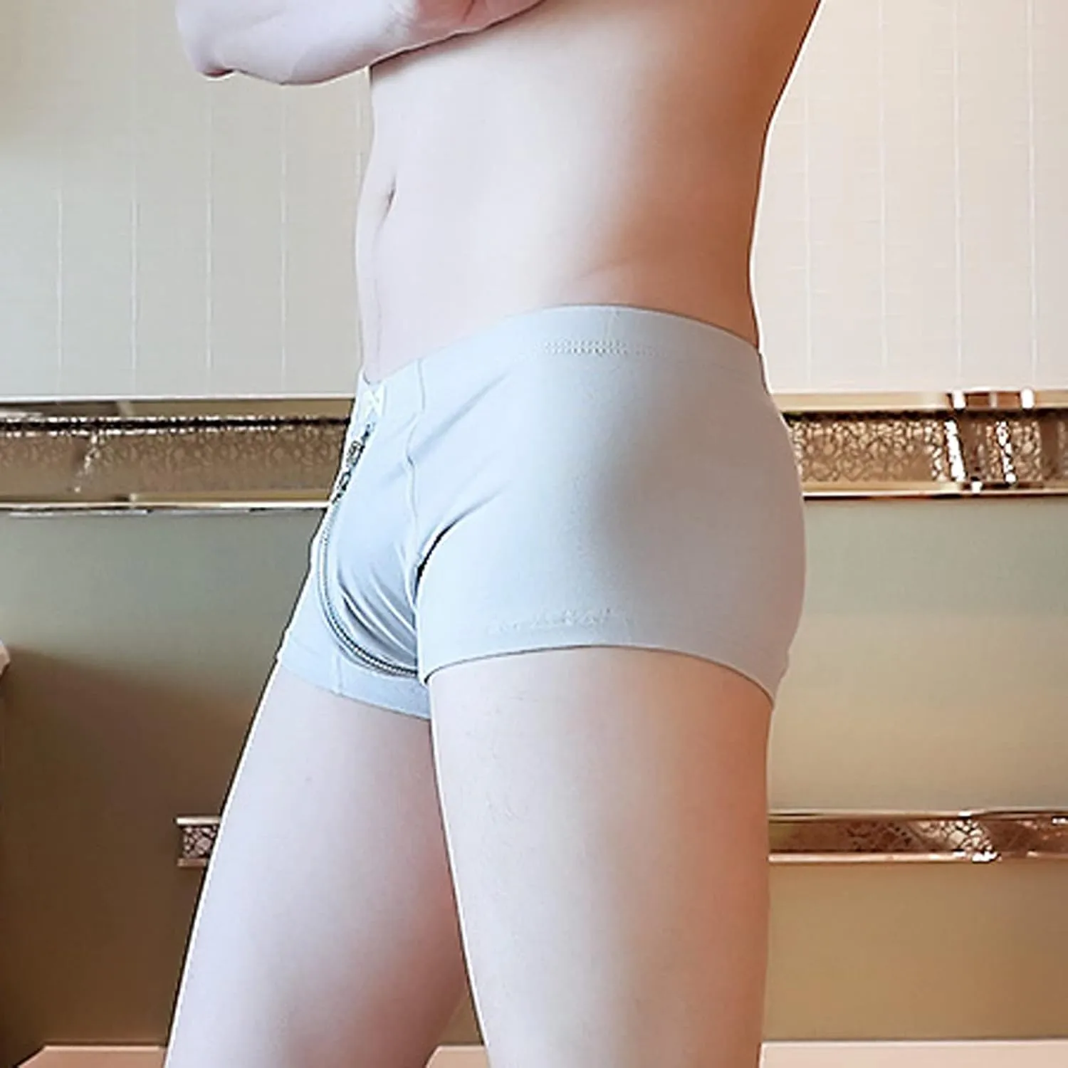 Mens Dual Pouch Elephant Underwear Trunk Boxer Briefs with Cup Pouch Custom Latest Mens Underwear