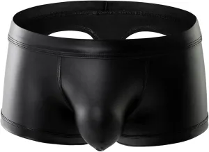 Men's Faux Leather Bulge Pouch Boxer Shorts Briefs Underwear Pants Mens Small Boxers Briefs