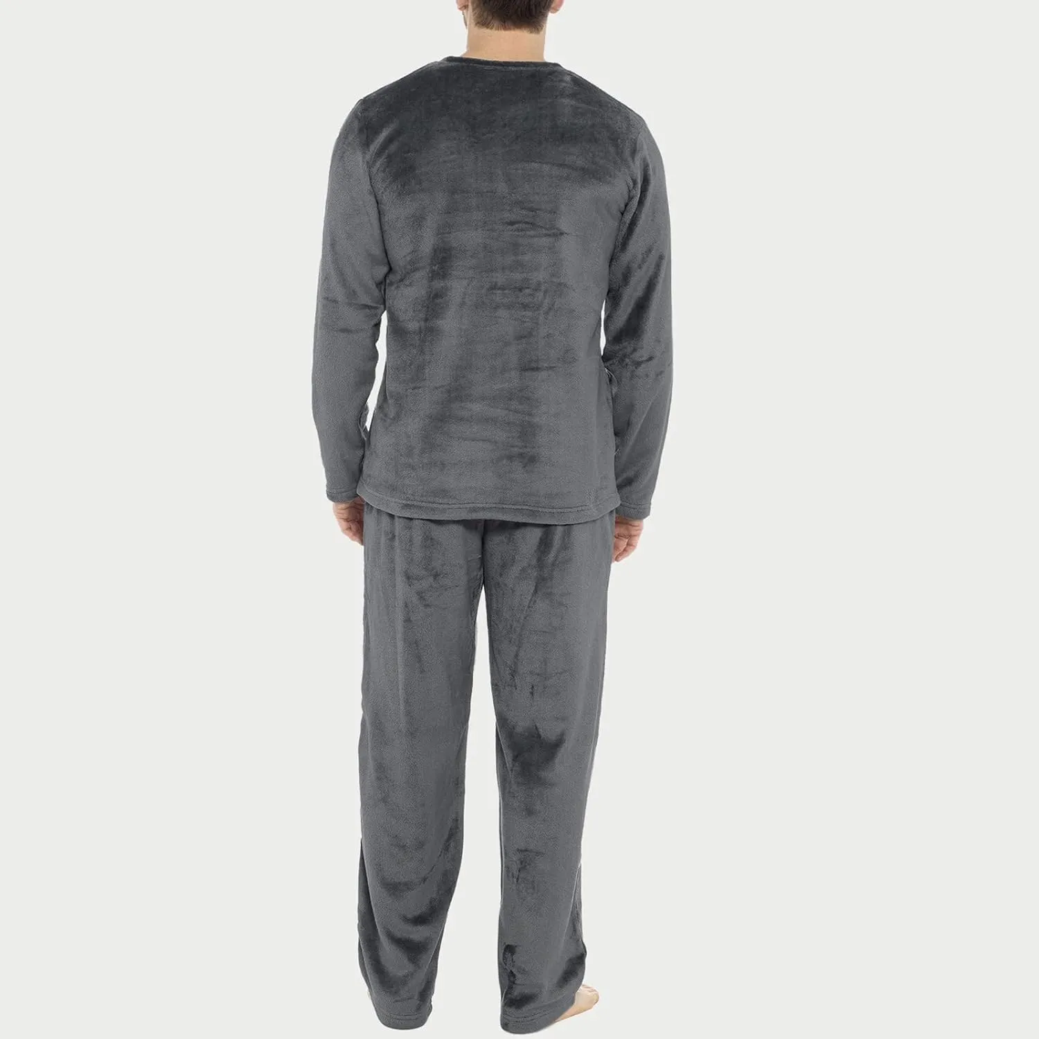 Mens Flannel Pajamas Sets Soft Winter Warm Cozy Pjs Sleepwear Long Sleeve Pullover Tops Lounge Pants Loungewear