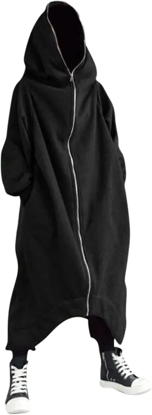 Mens Hoodies Men's Dark Style Solid Color Long Cardigan Cloak Coat Hooded Sweater Jacket