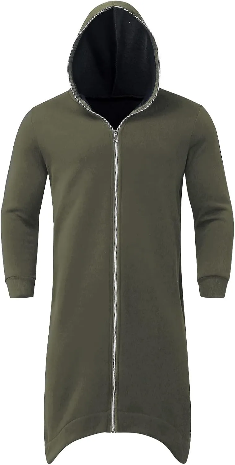 Mens Hoodies Men's Dark Style Solid Color Long Cardigan Cloak Coat Hooded Sweater Jacket