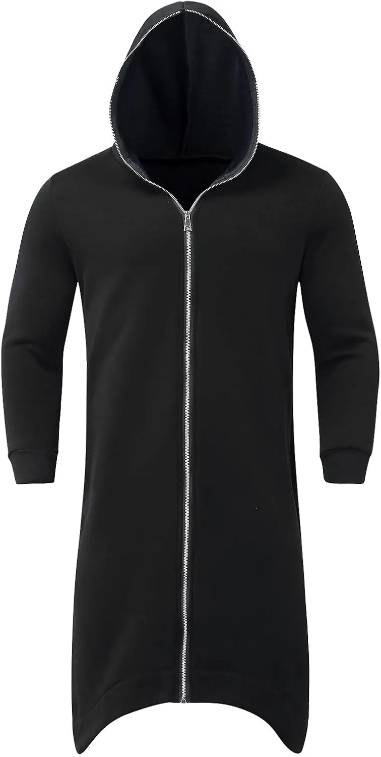 Mens Hoodies Men's Dark Style Solid Color Long Cardigan Cloak Coat Hooded Sweater Jacket