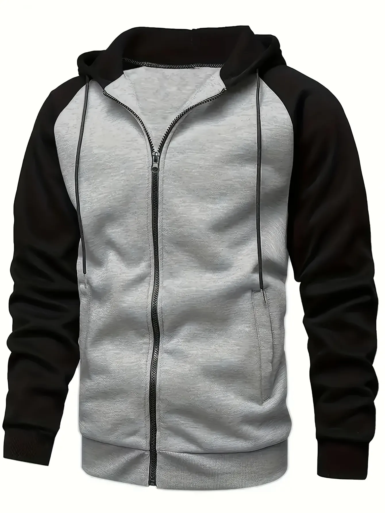 Mens Stylish Hooded Jacket | Full Zipper & Pockets for Workout & Training