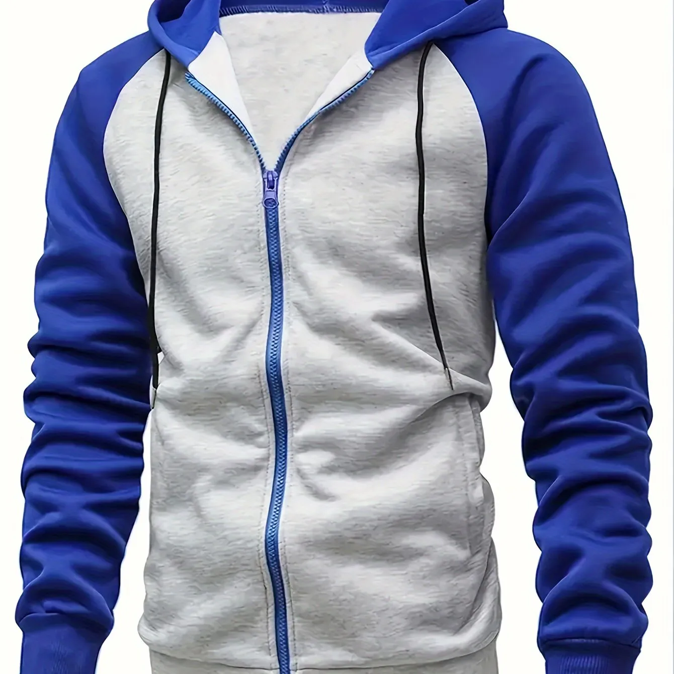 Mens Stylish Hooded Jacket | Full Zipper & Pockets for Workout & Training