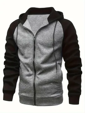 Mens Stylish Hooded Jacket | Full Zipper & Pockets for Workout & Training