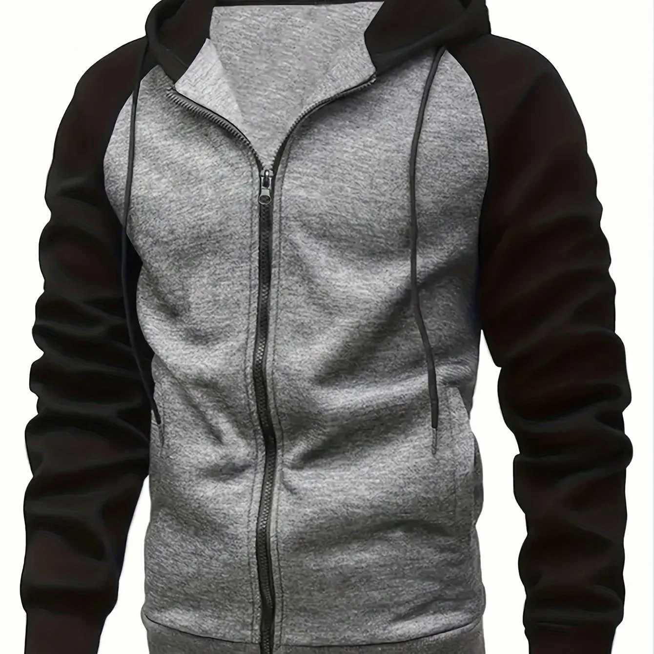 Mens Stylish Hooded Jacket | Full Zipper & Pockets for Workout & Training