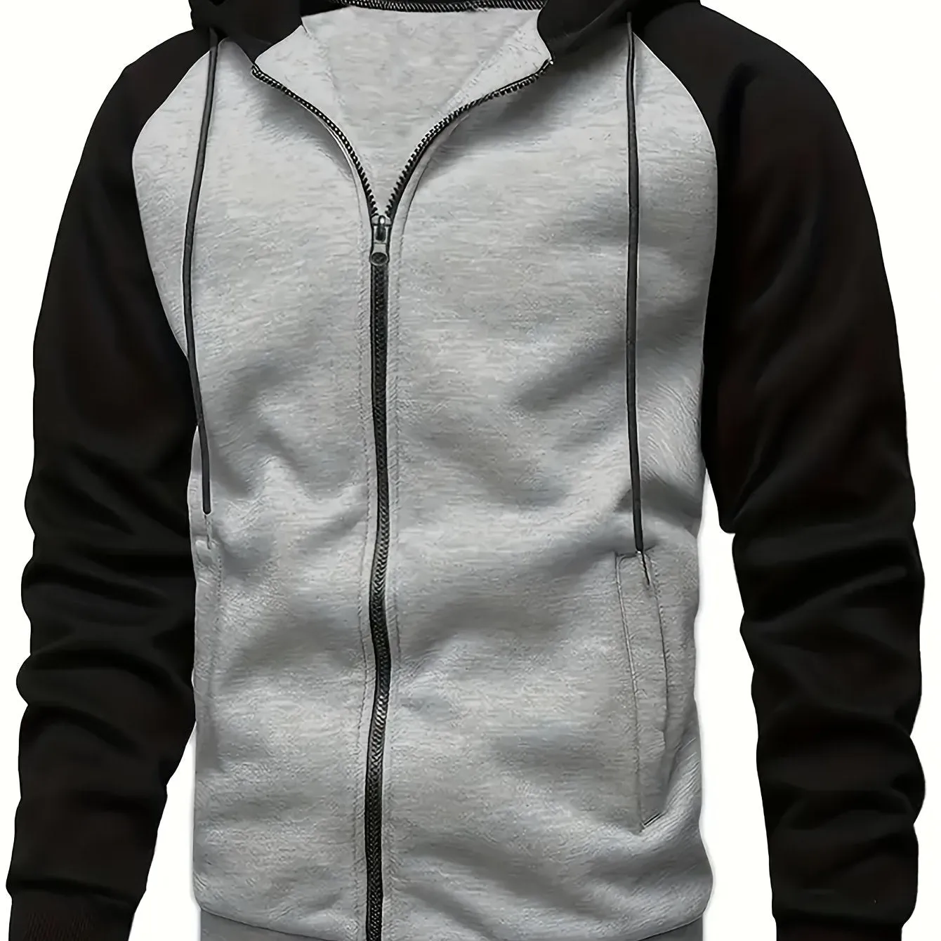 Mens Stylish Hooded Jacket | Full Zipper & Pockets for Workout & Training