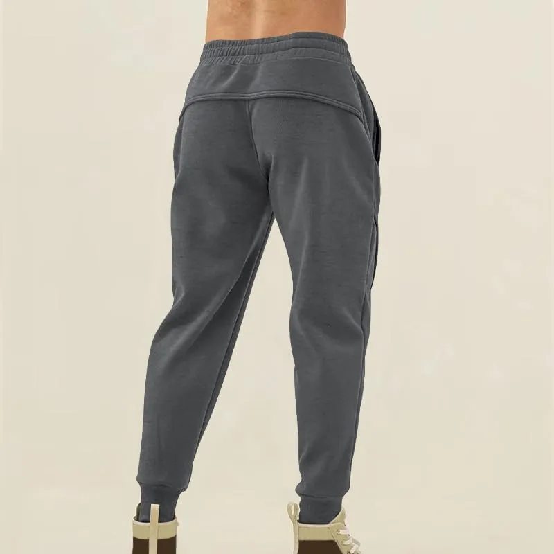 Mens Sweatpants Jogger Drawstring Elastic Waist Casual Slim Fit Solid Comfy Track Trunks Outdoor Gym Running Trousers