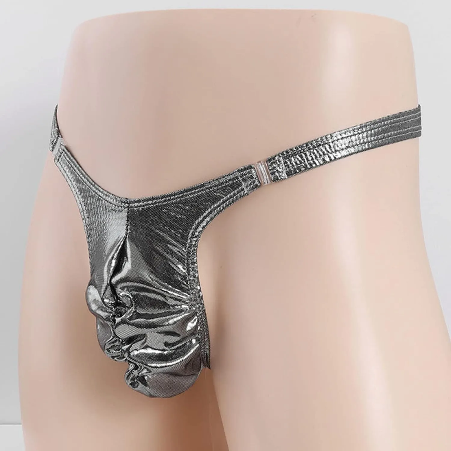 Men's Thongs Faux Leather Briefs Bikini Panties Sissy Lingerie Underwear T-Back Low Rise G-String Gay Underpants