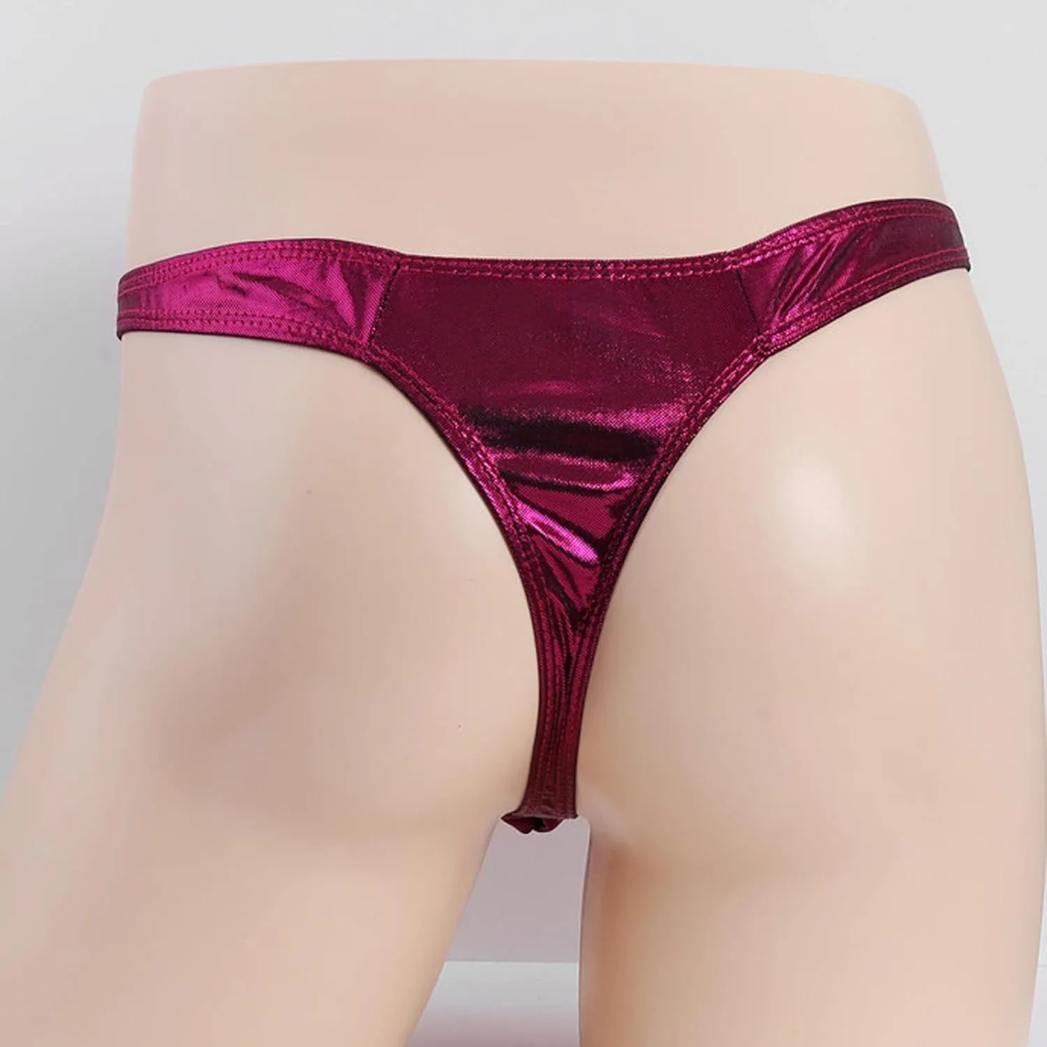 Men's Thongs Faux Leather Briefs Bikini Panties Sissy Lingerie Underwear T-Back Low Rise G-String Gay Underpants