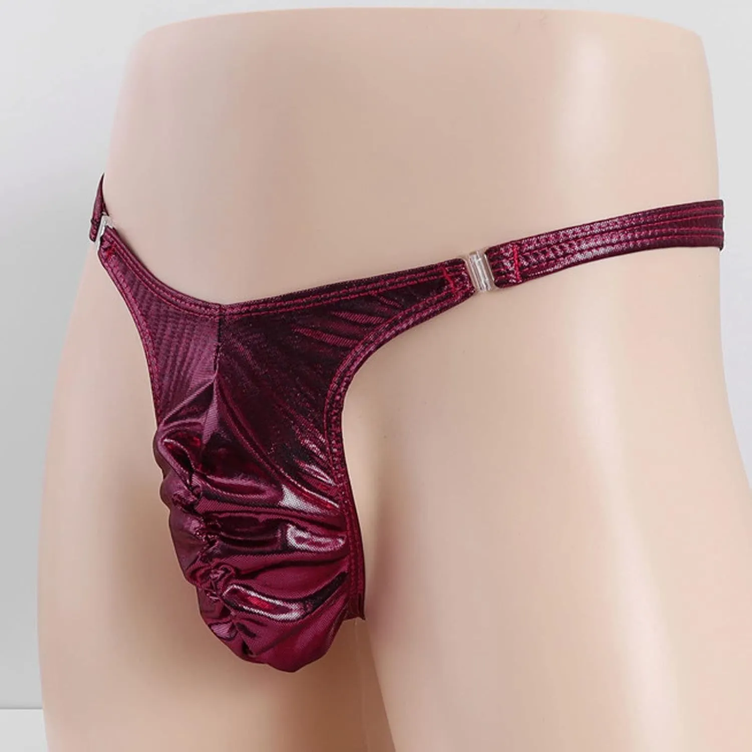 Men's Thongs Faux Leather Briefs Bikini Panties Sissy Lingerie Underwear T-Back Low Rise G-String Gay Underpants