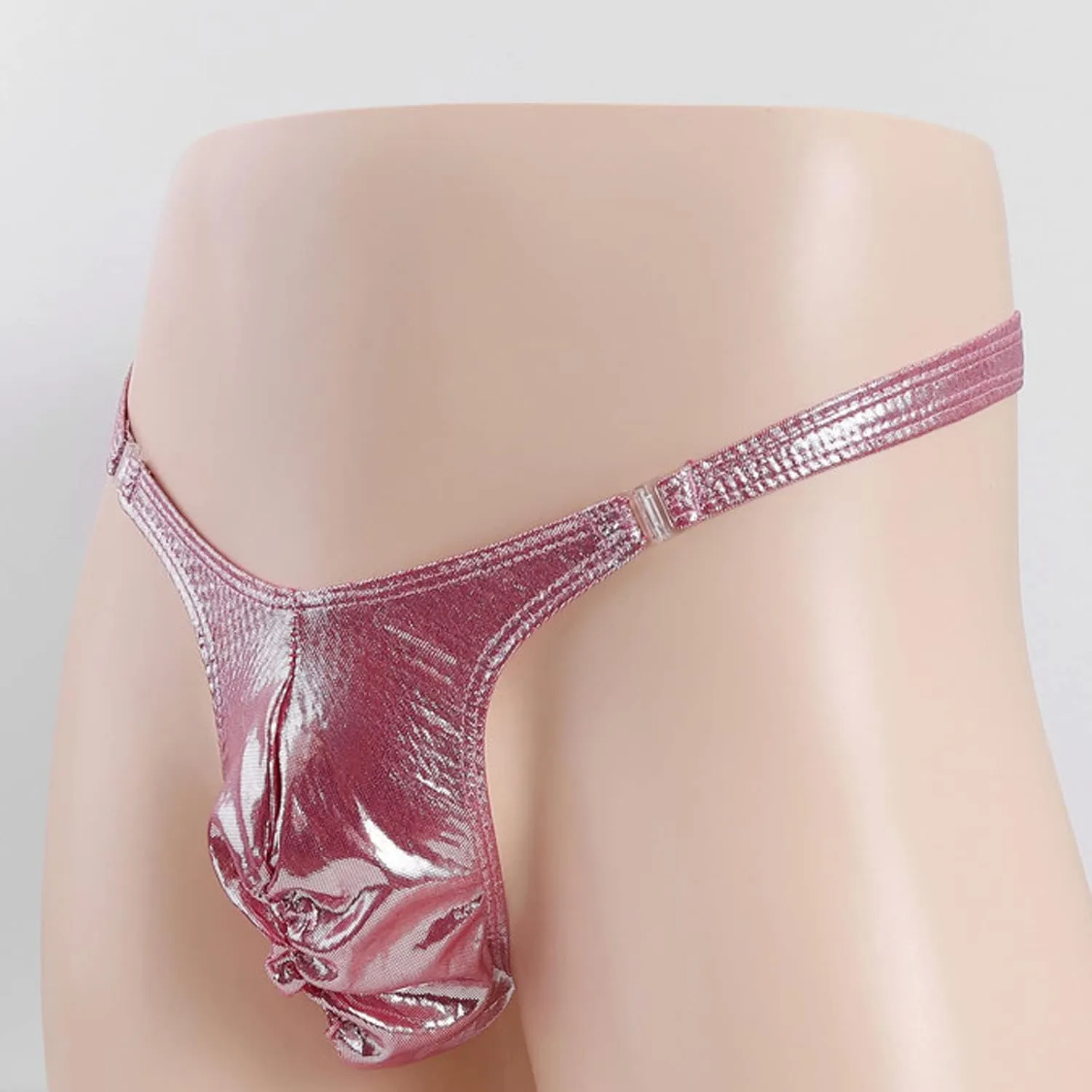 Men's Thongs Faux Leather Briefs Bikini Panties Sissy Lingerie Underwear T-Back Low Rise G-String Gay Underpants