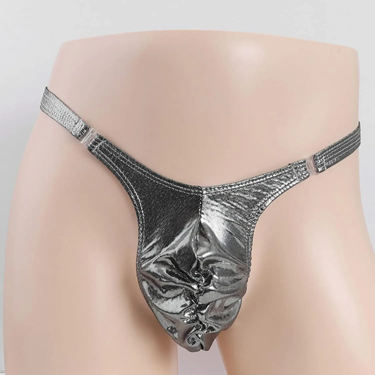 Men's Thongs Faux Leather Briefs Bikini Panties Sissy Lingerie Underwear T-Back Low Rise G-String Gay Underpants