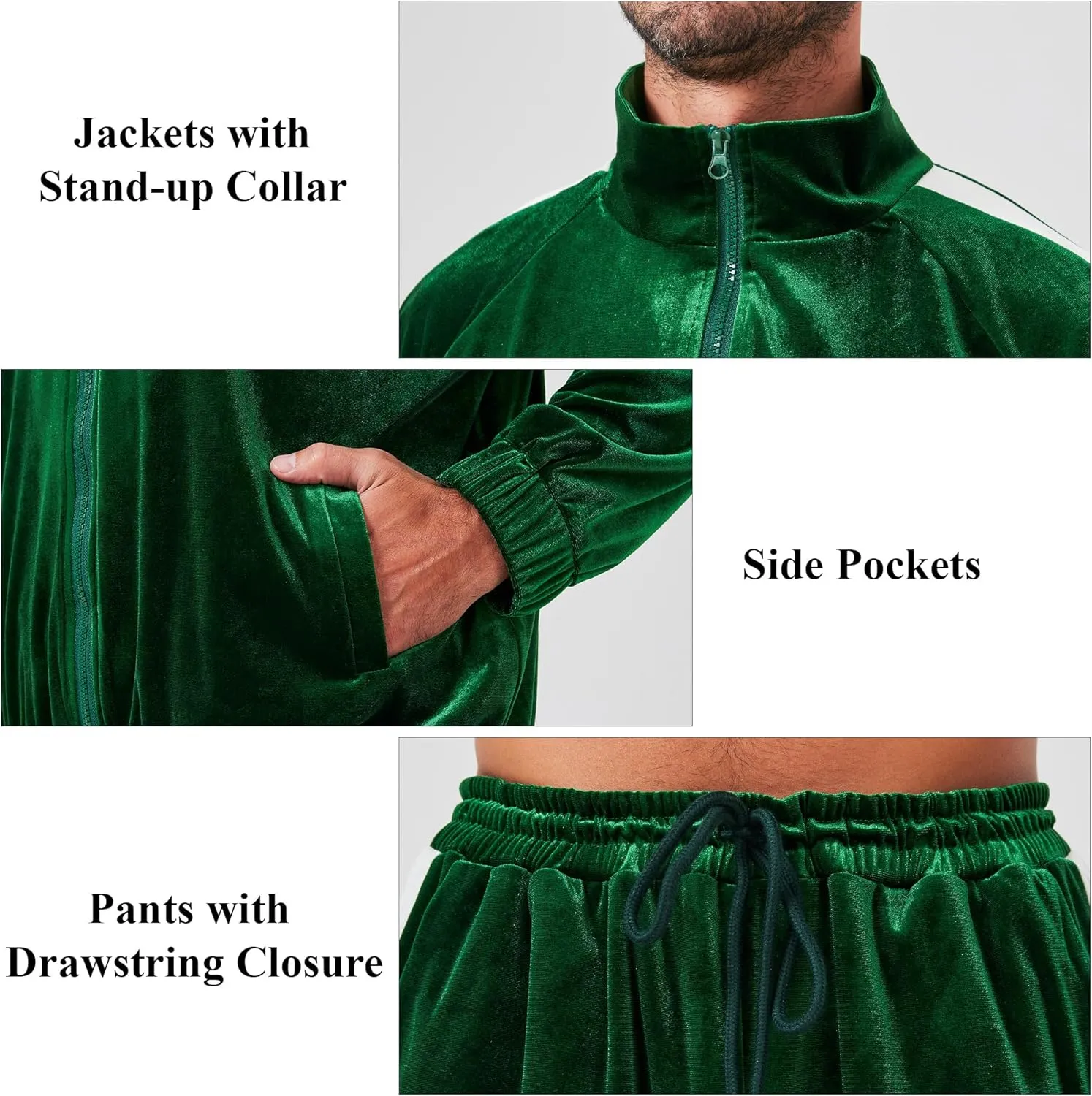 Mens Tracksuit 2 Piece Velour Sweatsuit for Men Casual Full Zip Jogging Suit Jacket Pants Set