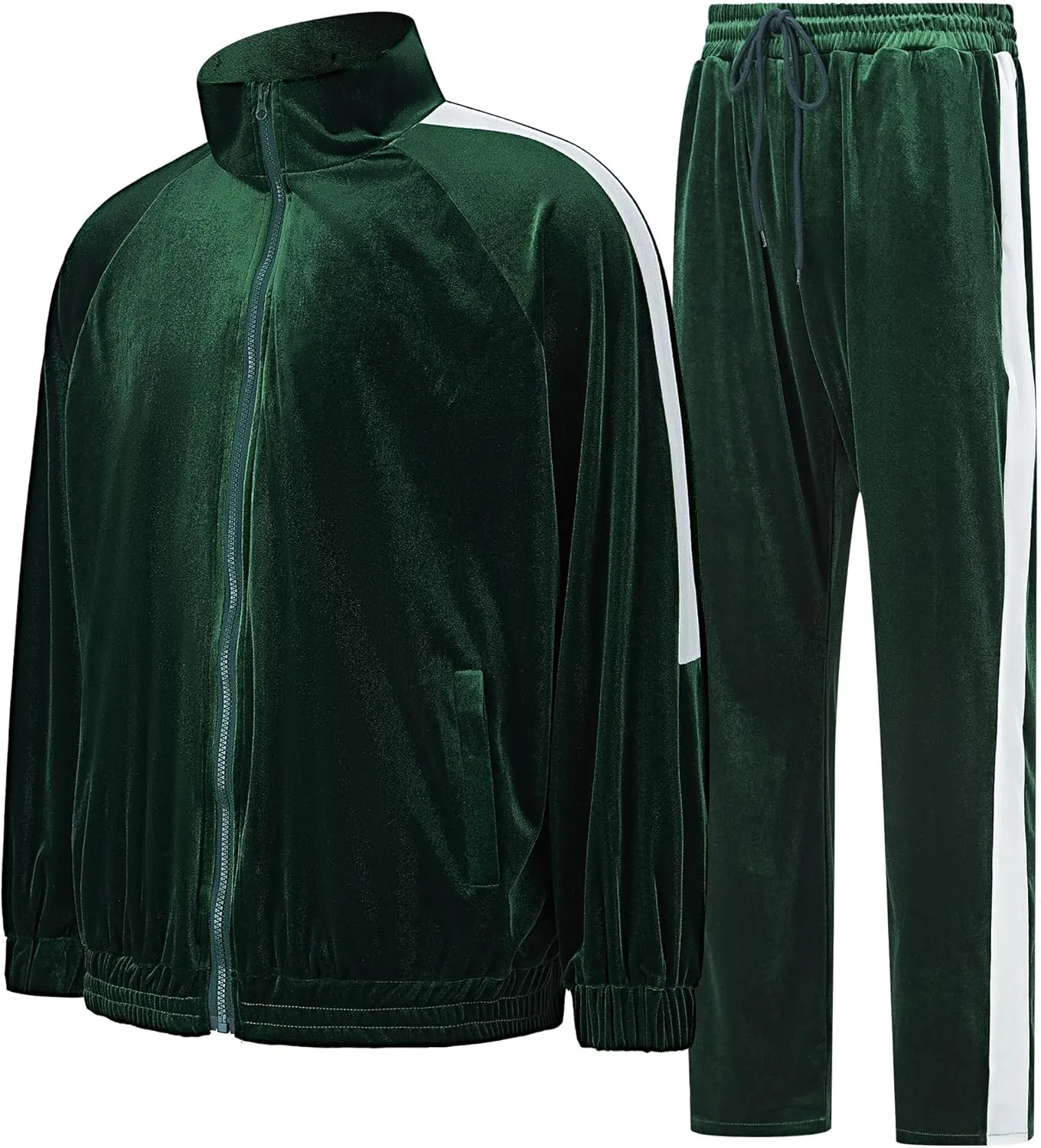 Mens Tracksuit 2 Piece Velour Sweatsuit for Men Casual Full Zip Jogging Suit Jacket Pants Set
