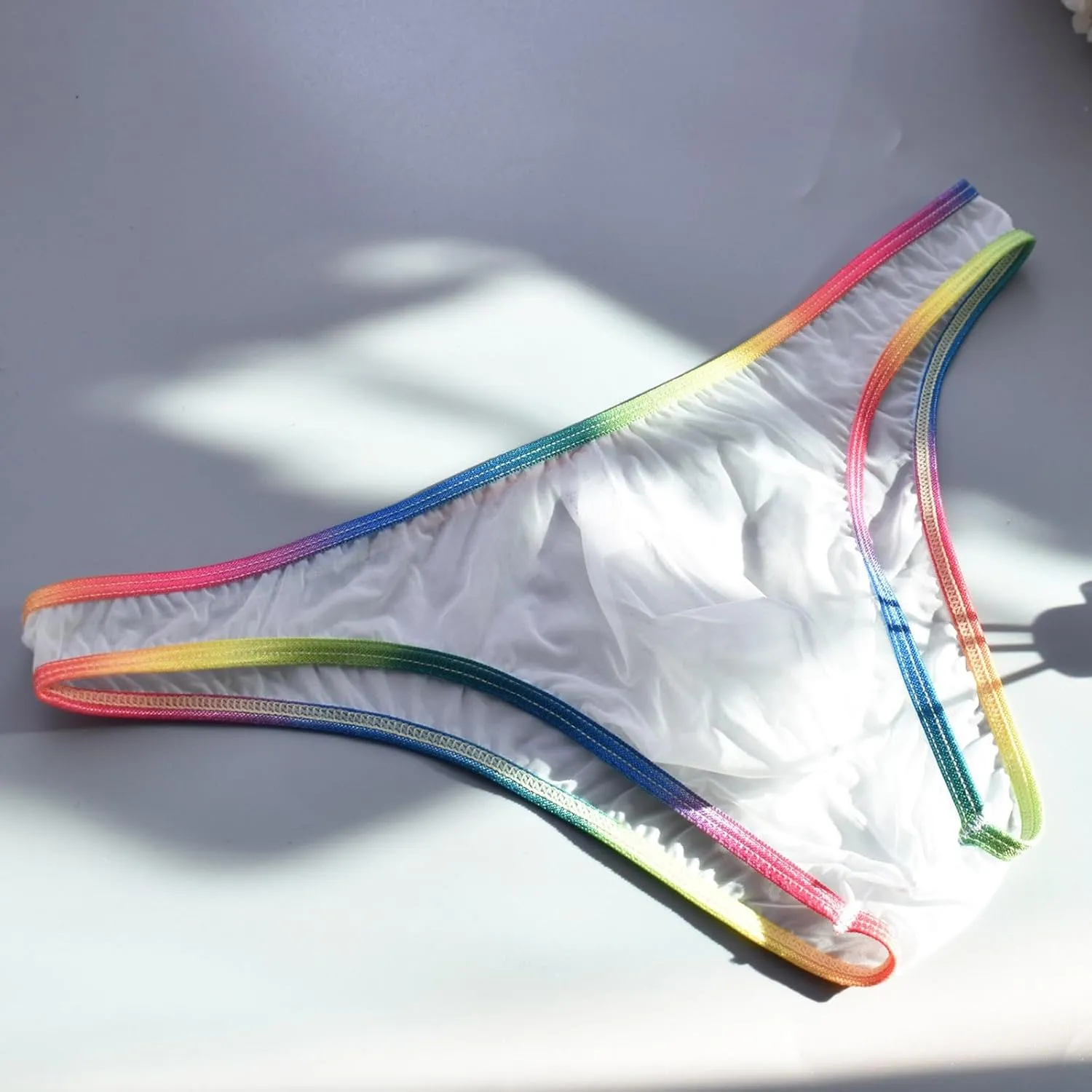 Men's Underwear Fashion Rainbow Ice Silk Half Pack Hip Briefs Sexy Pouch Briefs Pack Stretch Waistband Underwear