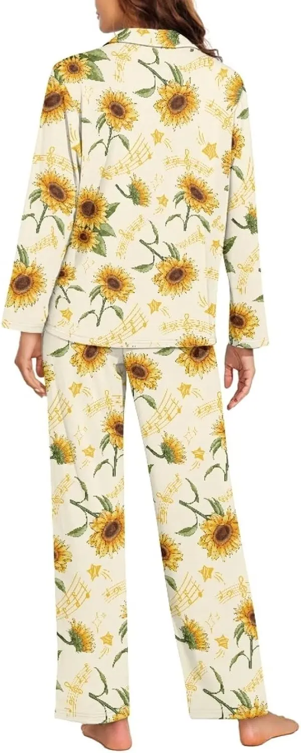 Modysero Womens Pajamas Long Sleeve Button Down Pajama Set for Woman Pj Sets Soft Cozy Loungewear with Notch Collar