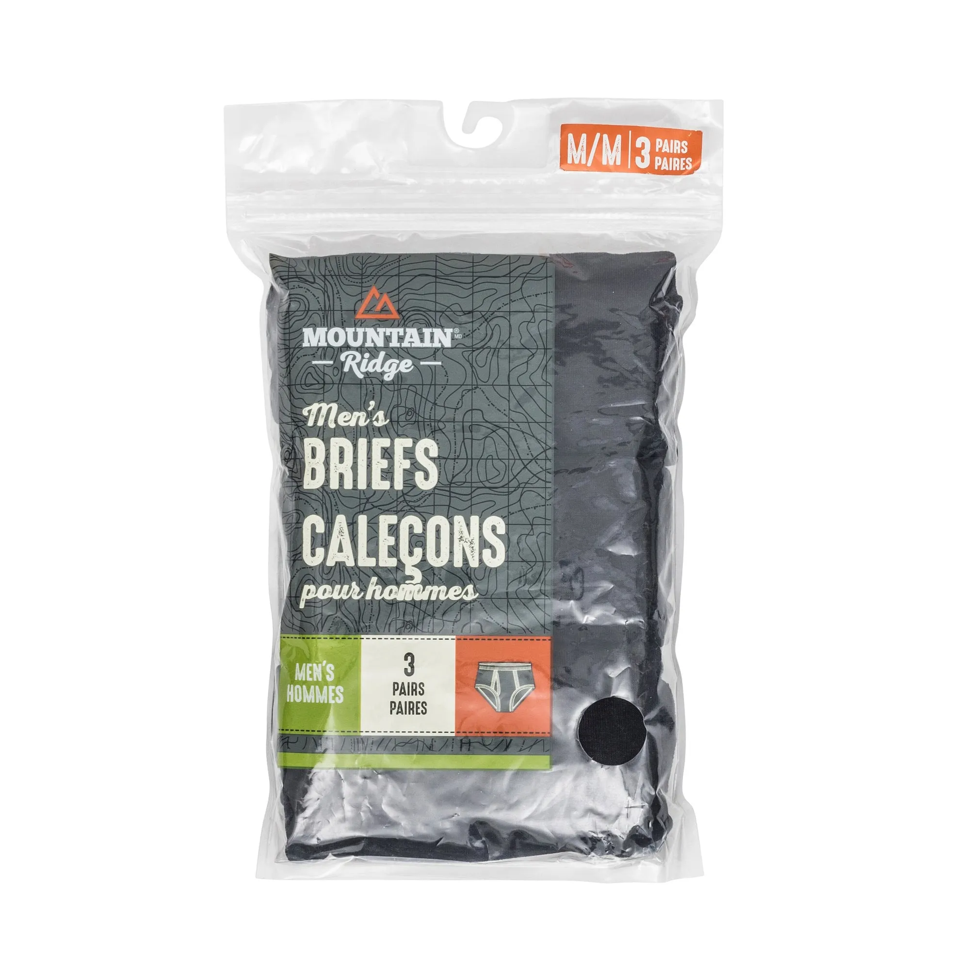 Mountain Ridge underwear for men, 3-pack of cotton briefs.