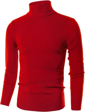 Ohoo Men's Slim Fit Turtleneck Sweater Lightweight Pullover