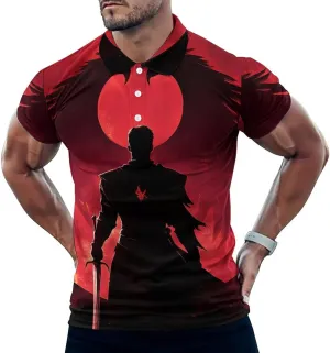 Paladin Wings Silhouette Mens Polo Shirts Quick Dry Short Sleeve T-shirts Slim Tennis Collared Tees Tops