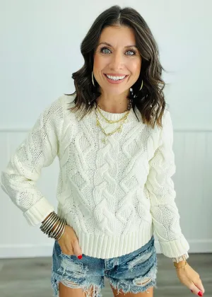 Pearl Cable Knit Sweater Top (Reg)