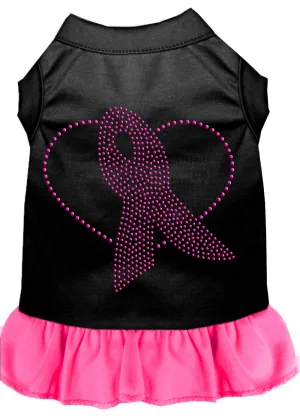 Pink Ribbon Rhinestone Dress Black With Bright Pink Lg