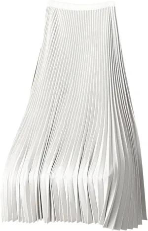 Pleated Midi Skirt for Women High Waist A Line Swing Skirts Elegant Office Casual Wear Long Skirt