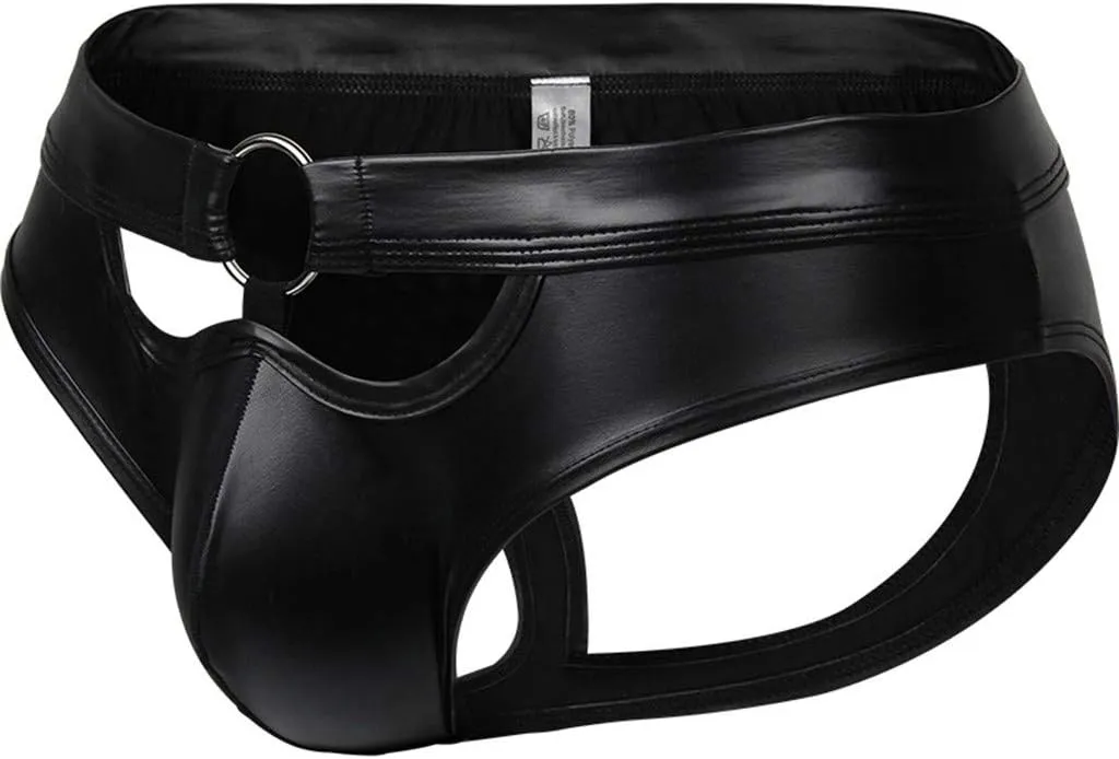 Pouch Underwear for Men Briefs Sexy Jockstrap Cutout Male Bikini Athletic Supporters Breathable Patent Leather Thongs