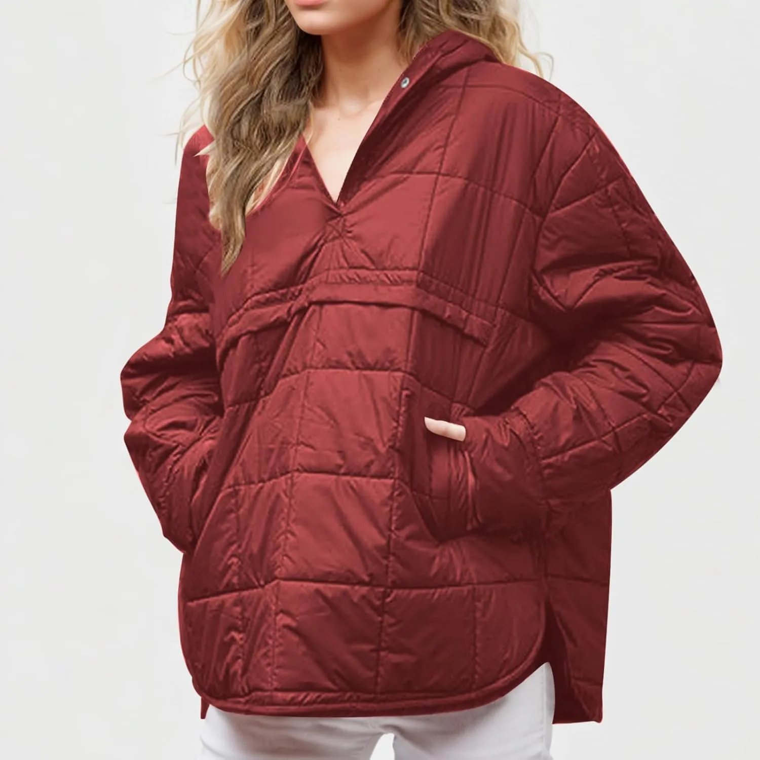 Quilted Puffer Jackets for Women Winter Coats Lightweight Warm Down Jacket Oversized Overcoats with Pockets