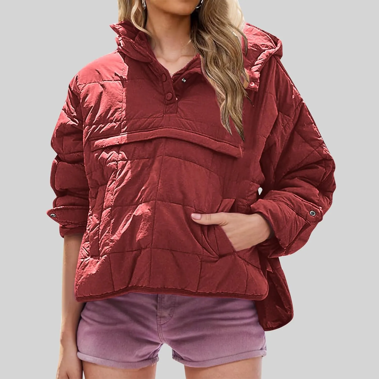 Quilted Puffer Jackets for Women Winter Coats Lightweight Warm Down Jacket Oversized Overcoats with Pockets