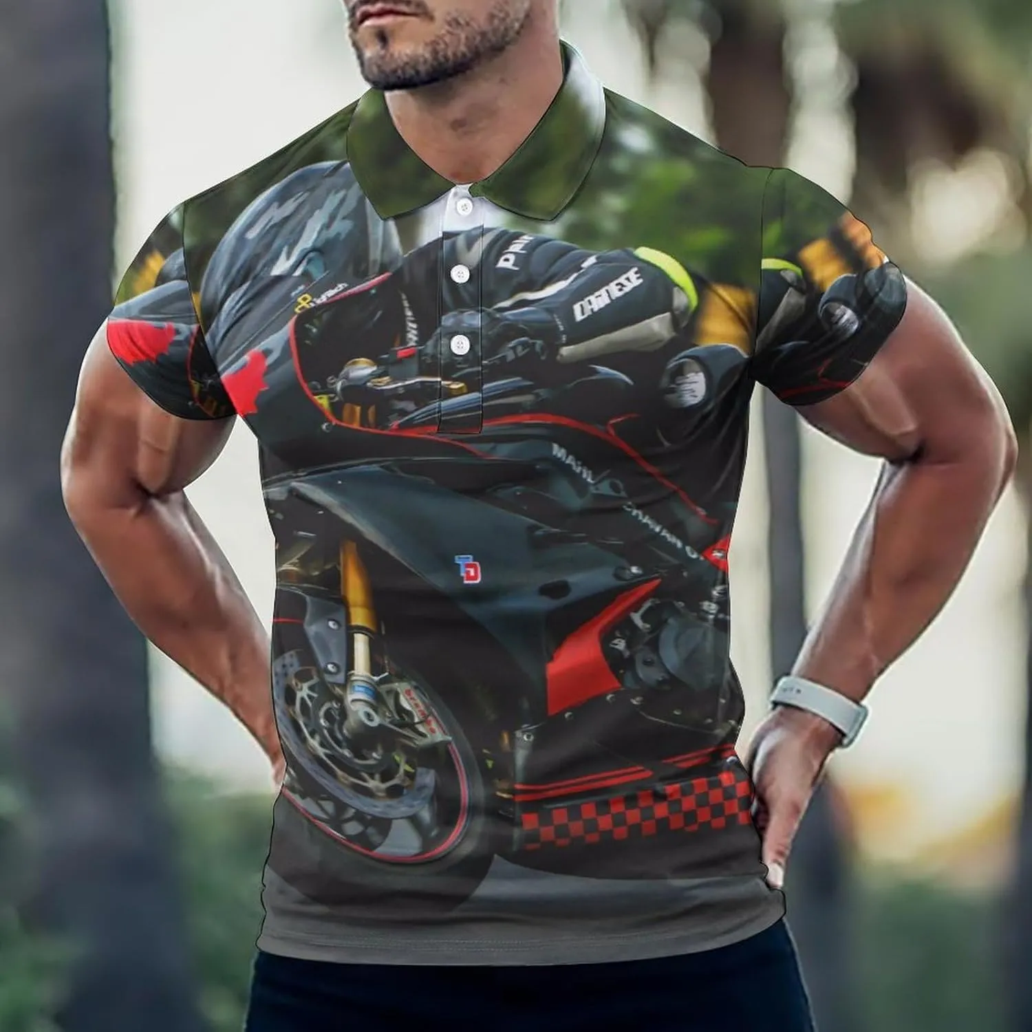 Racing Motorcycle Riding Mens Polo Shirts Quick Dry Short Sleeve T-shirts Slim Tennis Collared Tees Tops