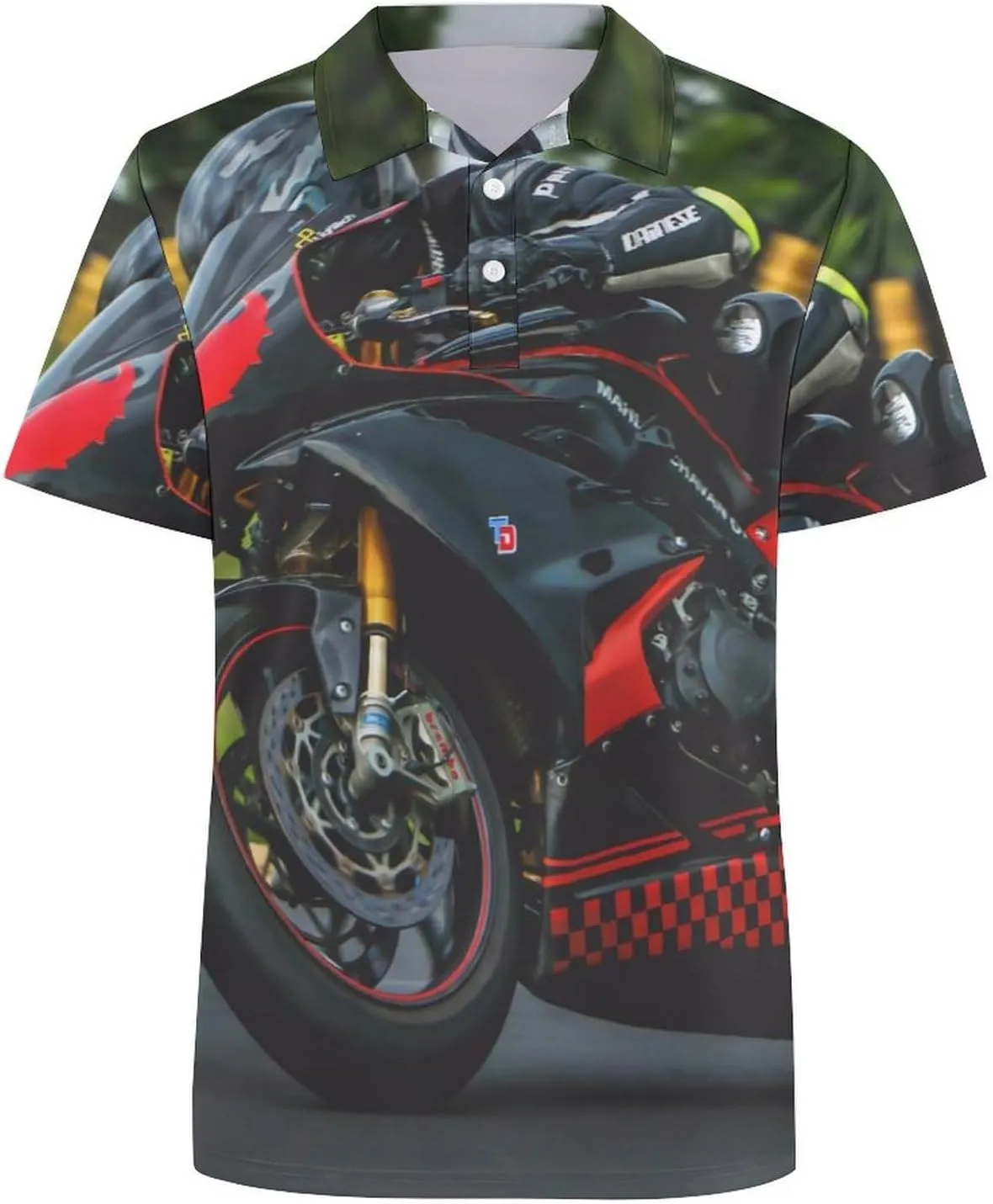 Racing Motorcycle Riding Mens Polo Shirts Quick Dry Short Sleeve T-shirts Slim Tennis Collared Tees Tops