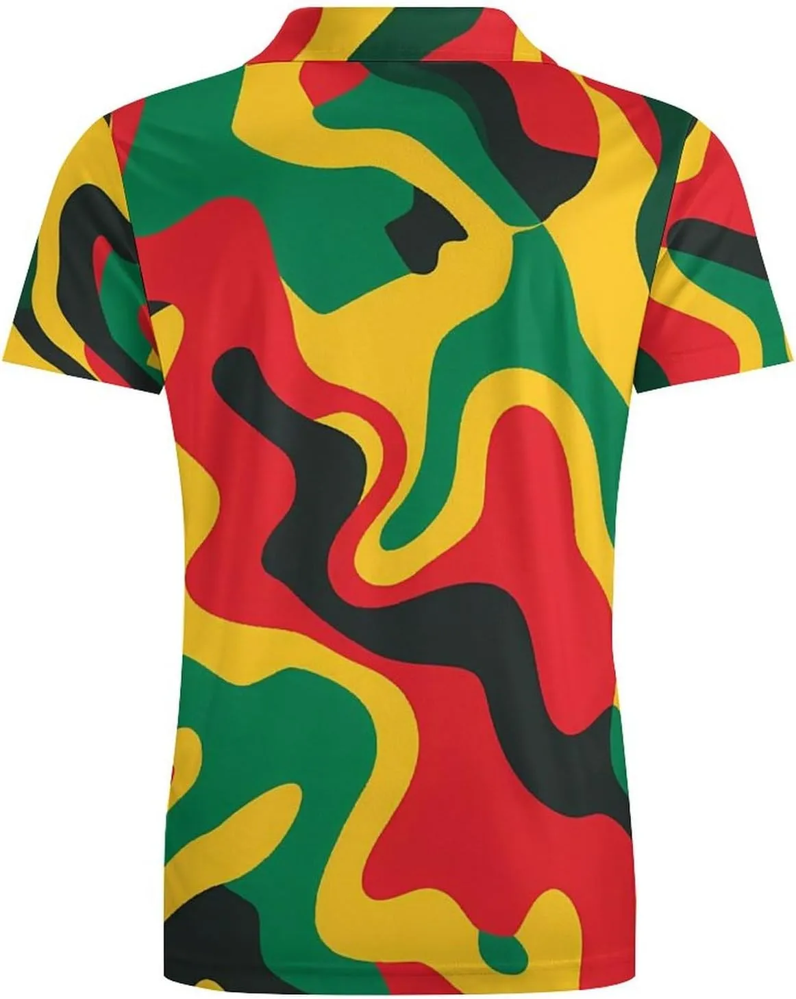 Rastafari Camouflage Classic Polo Shirts for Men Quick Dry Short Sleeve Fit Golf Tees Casual Tops