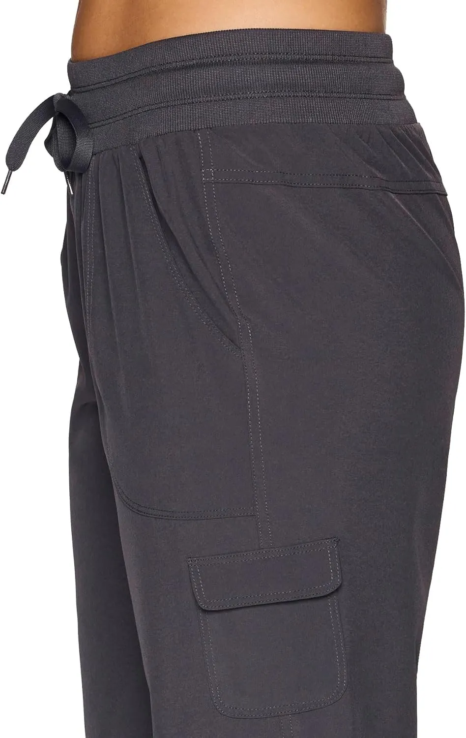 RBX Active Women's Cargo Capri Pant with Pockets Fashion Lightweight Woven with Drawstring