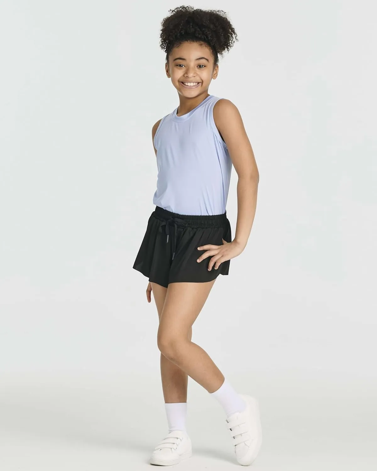 Real Essentials 4 Pack: Girls 2-in-1 Flowy Shorts with Spandex Liner Youth Butterfly Skirts - Athletic Dance (Ages 4-18)