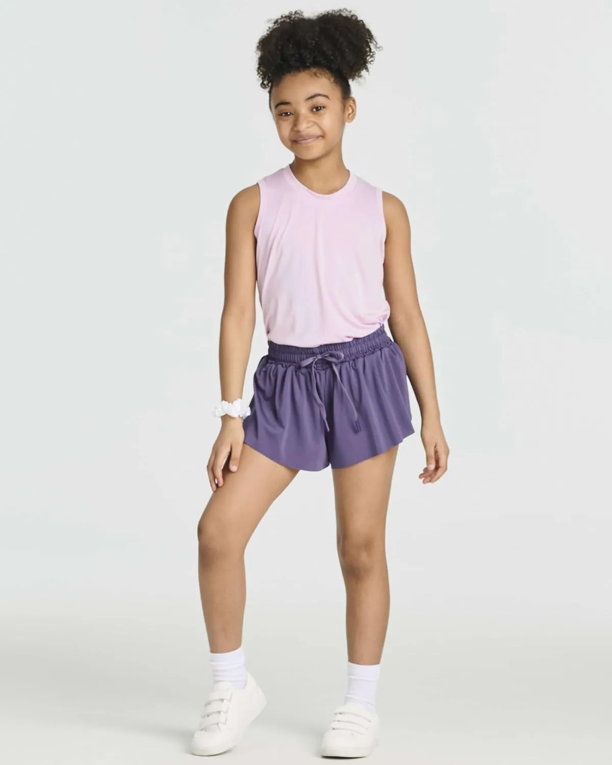 Real Essentials 4 Pack: Girls 2-in-1 Flowy Shorts with Spandex Liner Youth Butterfly Skirts - Athletic Dance (Ages 4-18)