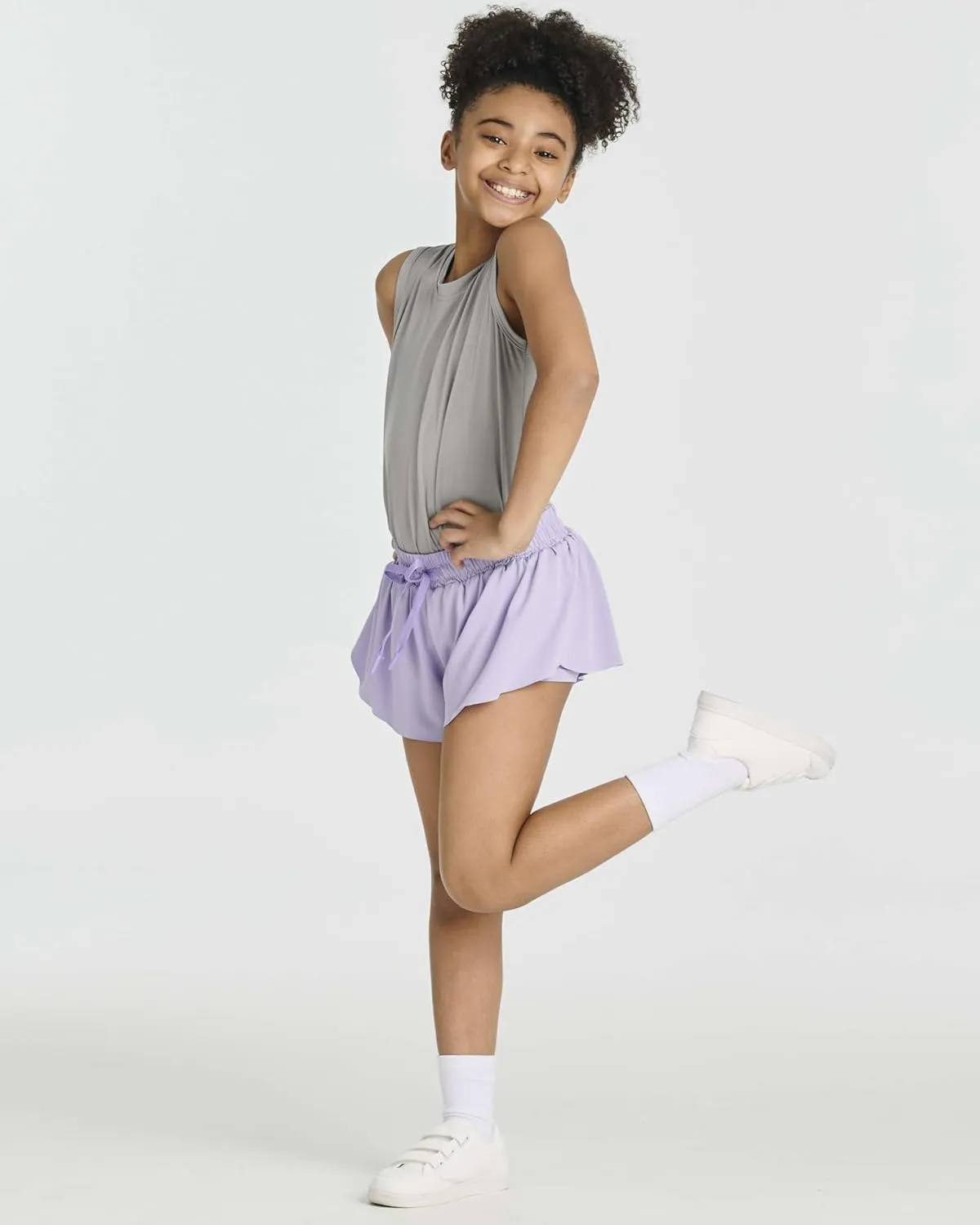 Real Essentials 4 Pack: Girls 2-in-1 Flowy Shorts with Spandex Liner Youth Butterfly Skirts - Athletic Dance (Ages 4-18)