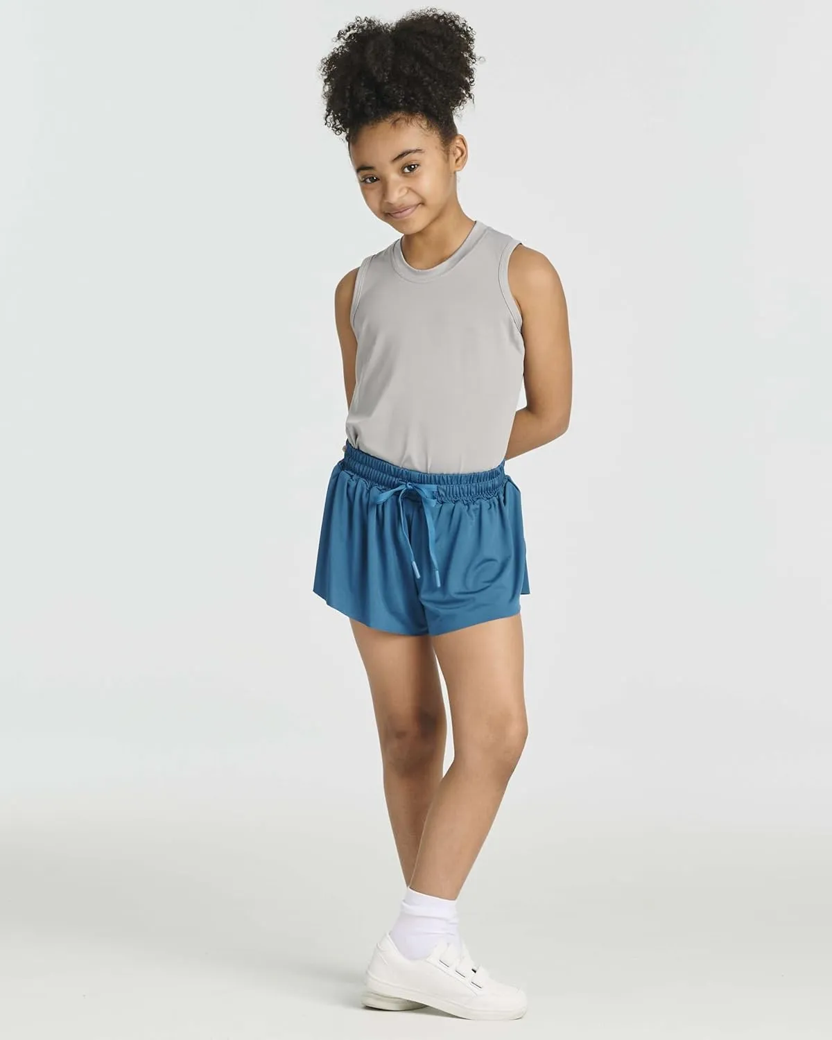 Real Essentials 4 Pack: Girls 2-in-1 Flowy Shorts with Spandex Liner Youth Butterfly Skirts - Athletic Dance (Ages 4-18)