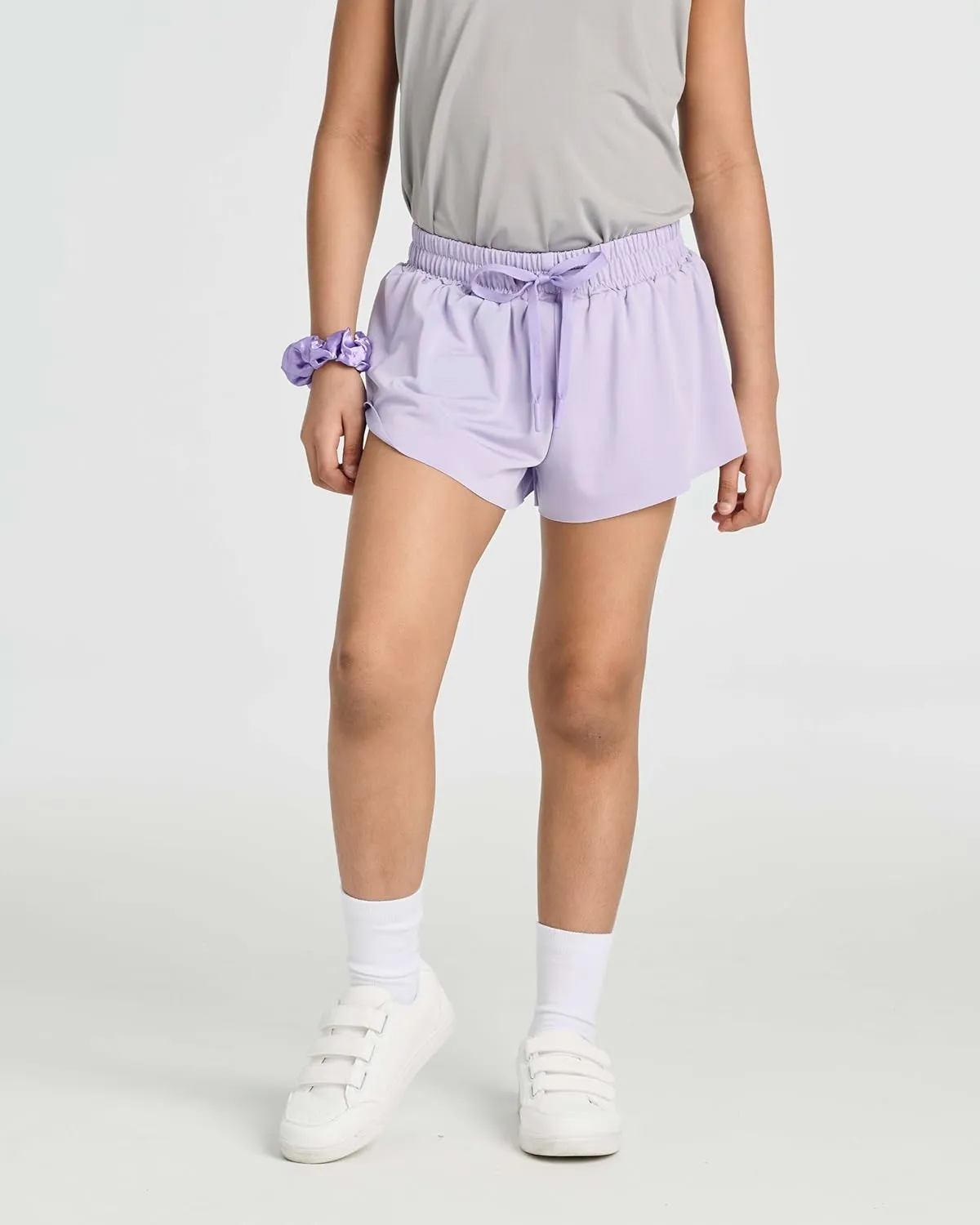 Real Essentials 4 Pack: Girls 2-in-1 Flowy Shorts with Spandex Liner Youth Butterfly Skirts - Athletic Dance (Ages 4-18)