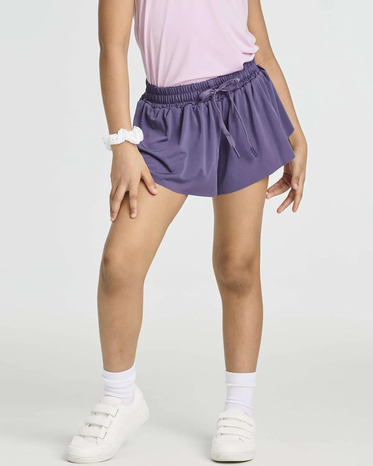 Real Essentials 4 Pack: Girls 2-in-1 Flowy Shorts with Spandex Liner Youth Butterfly Skirts - Athletic Dance (Ages 4-18)