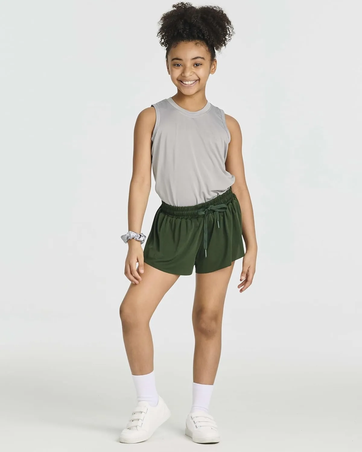Real Essentials 4 Pack: Girls 2-in-1 Flowy Shorts with Spandex Liner Youth Butterfly Skirts - Athletic Dance (Ages 4-18)