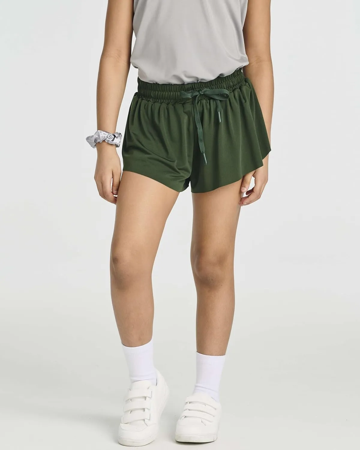 Real Essentials 4 Pack: Girls 2-in-1 Flowy Shorts with Spandex Liner Youth Butterfly Skirts - Athletic Dance (Ages 4-18)