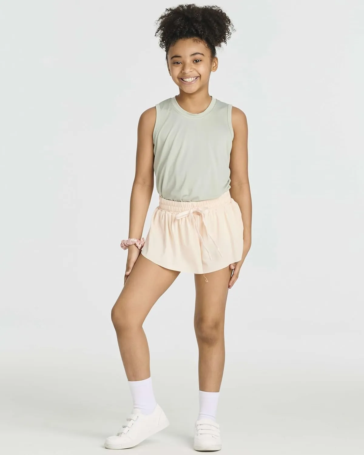 Real Essentials 4 Pack: Girls 2-in-1 Flowy Shorts with Spandex Liner Youth Butterfly Skirts - Athletic Dance (Ages 4-18)