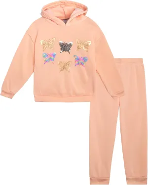 Real Love Toddler Girls' Jogger Set - 2 Piece Soft Fleece Pullover Hoodie and Jogger Pants - Girls Sweatsuit Set (2T-6X)