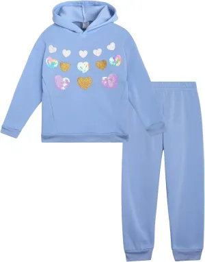 Real Love Toddler Girls' Jogger Set - 2 Piece Soft Fleece Pullover Hoodie and Jogger Pants - Girls Sweatsuit Set (2T-6X)