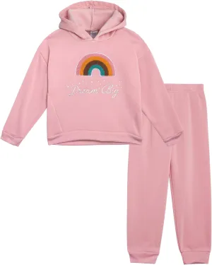 Real Love Toddler Girls' Jogger Set - 2 Piece Soft Fleece Pullover Hoodie and Jogger Pants - Girls Sweatsuit Set (2T-6X)