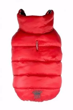 RED GINGHAM REVERSIBLE PUFFER DOG VEST